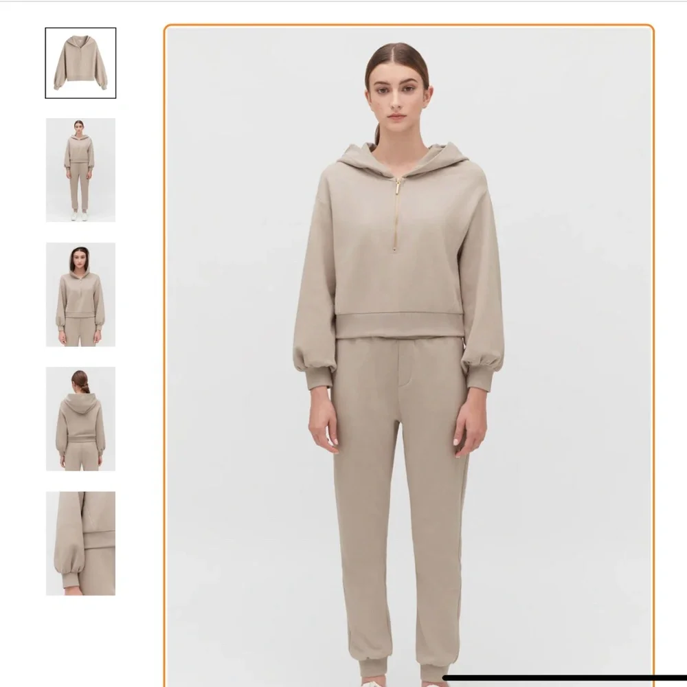Cuyana hooded fleece cropped zipped hoodie - Picture 2 of 5